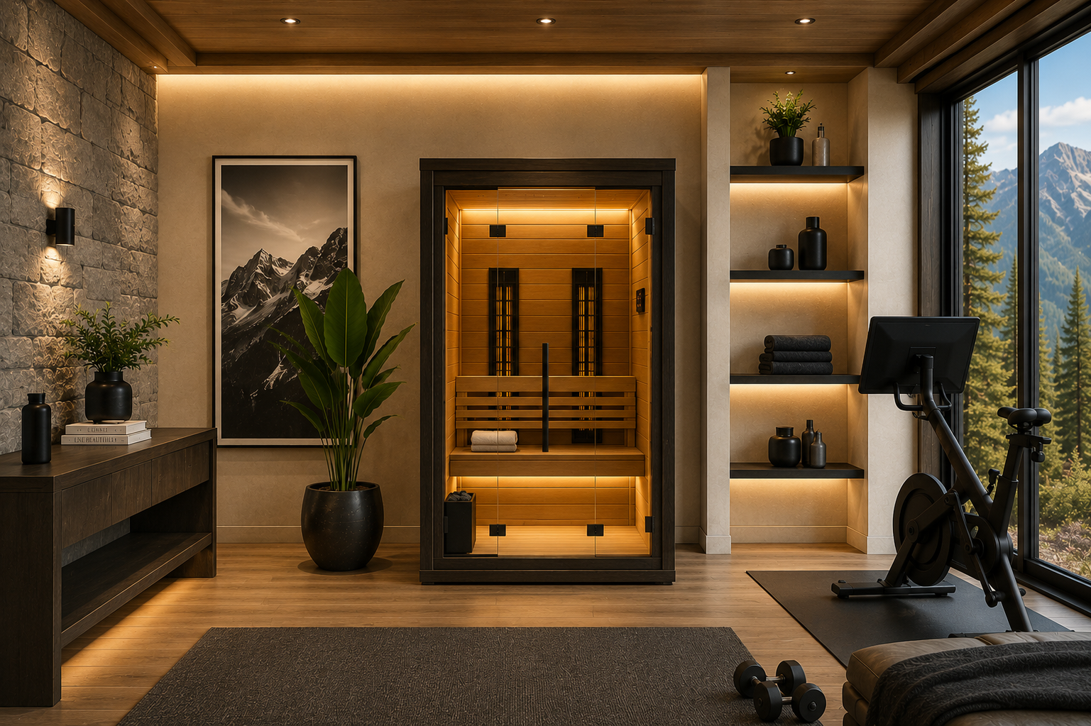 2 Person Dark Brown Cedar Infrared Sauna (Yellow)