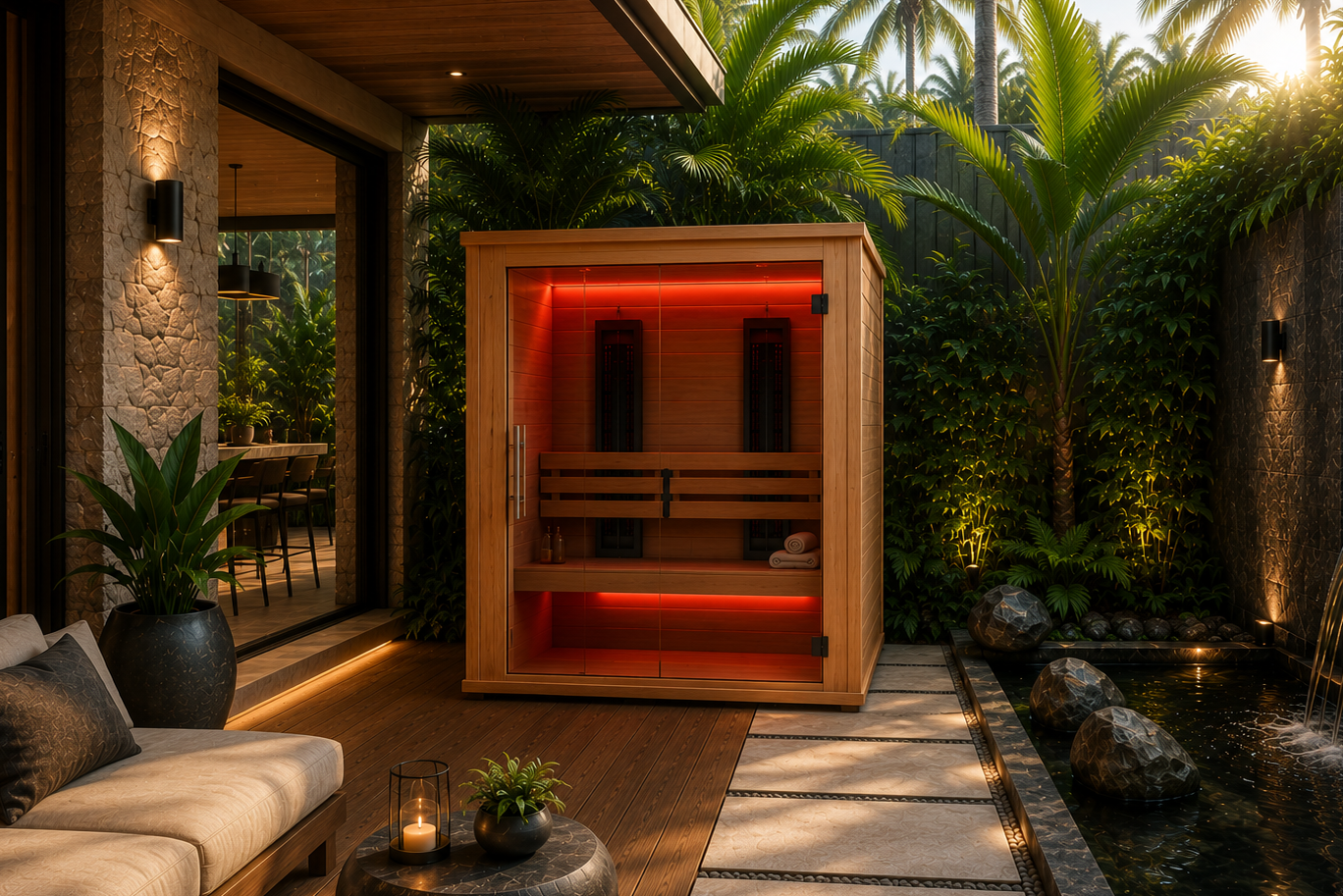 3 Person Natural Cedar Infrared Sauna (Red)