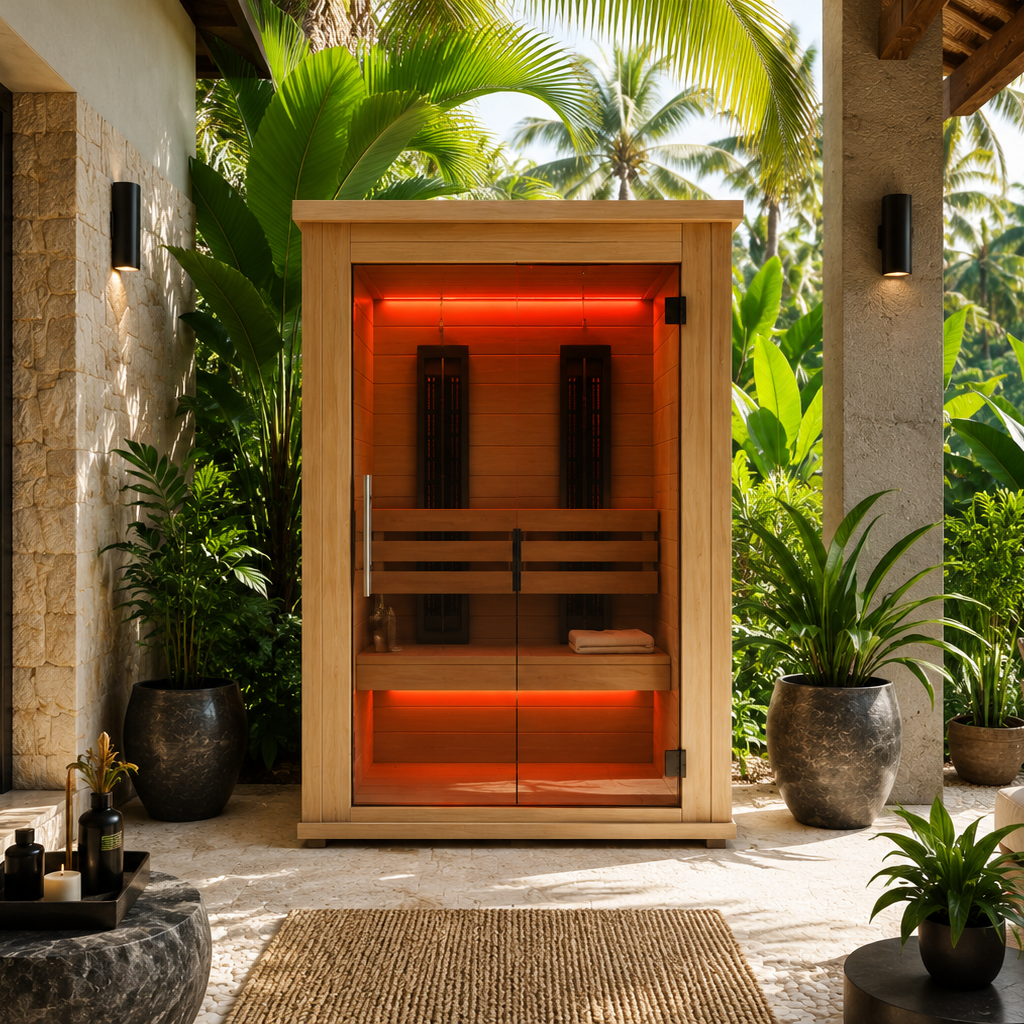 2 Person Natural Cedar Infrared Sauna (Red)